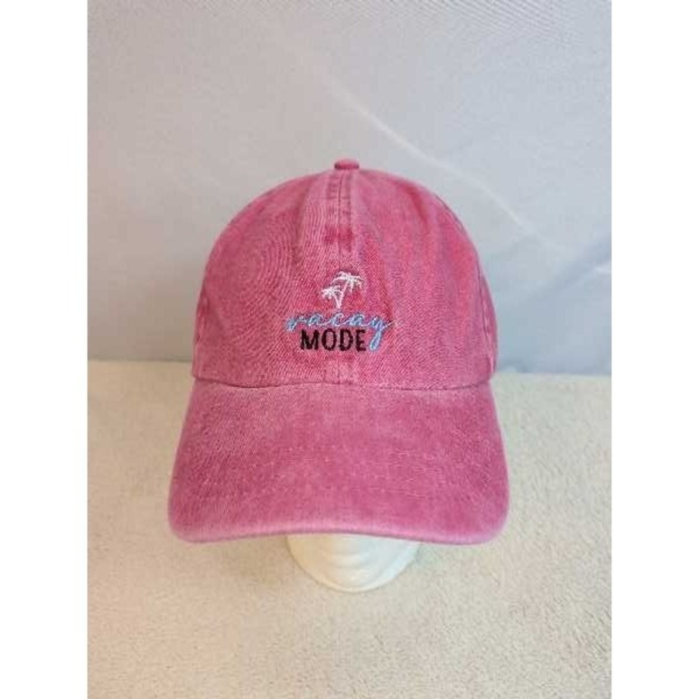 Pacific Brim Vacay Mode Pink Embroidered Baseball Cap Hat Cotton Mom Hat